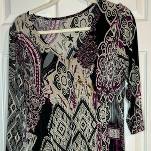 Cute 3/4 sleeve Mid Length Paisley Dress Size XL
